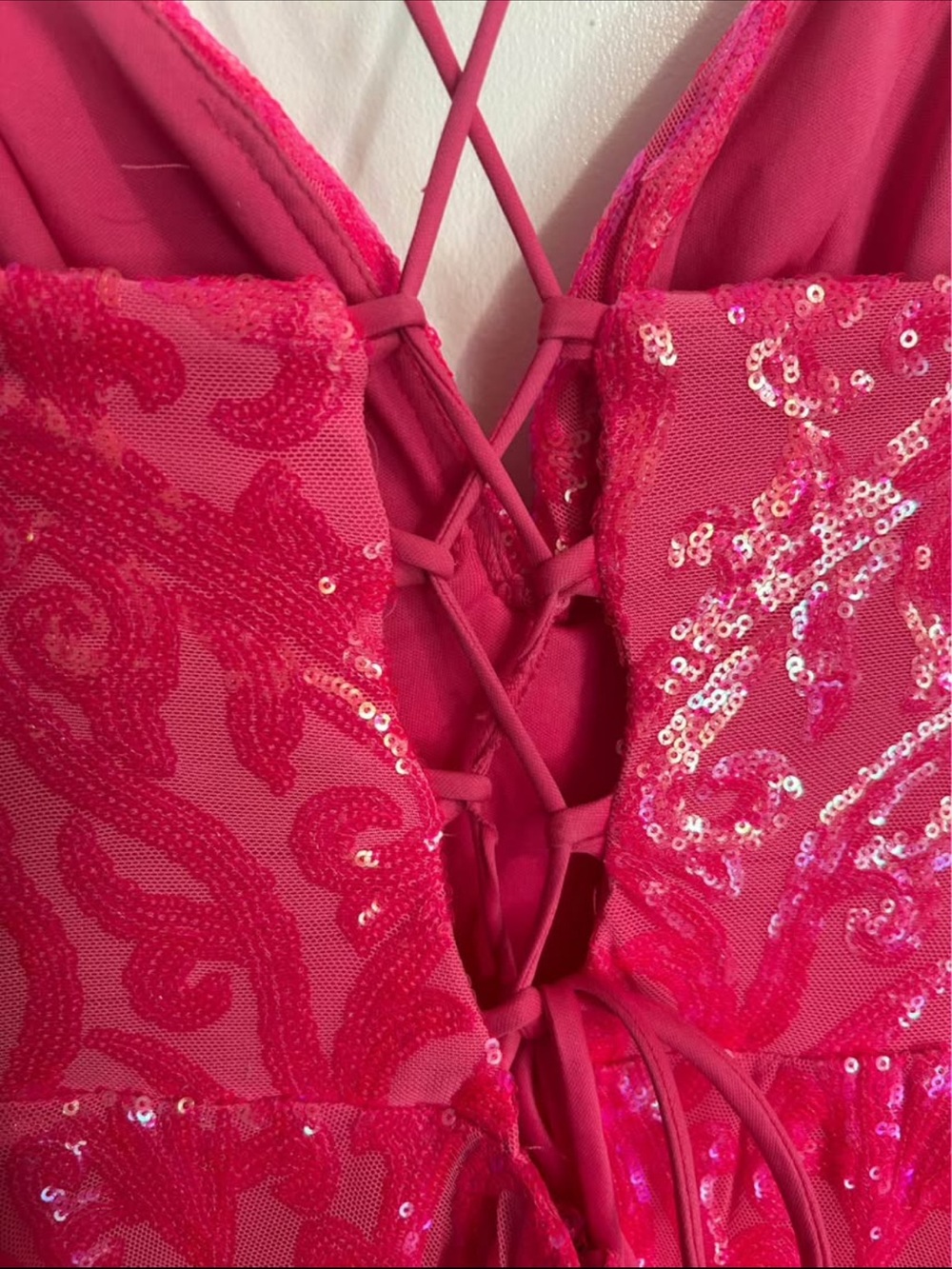Windsor Hot Pink Sequin Lace-Up Dress